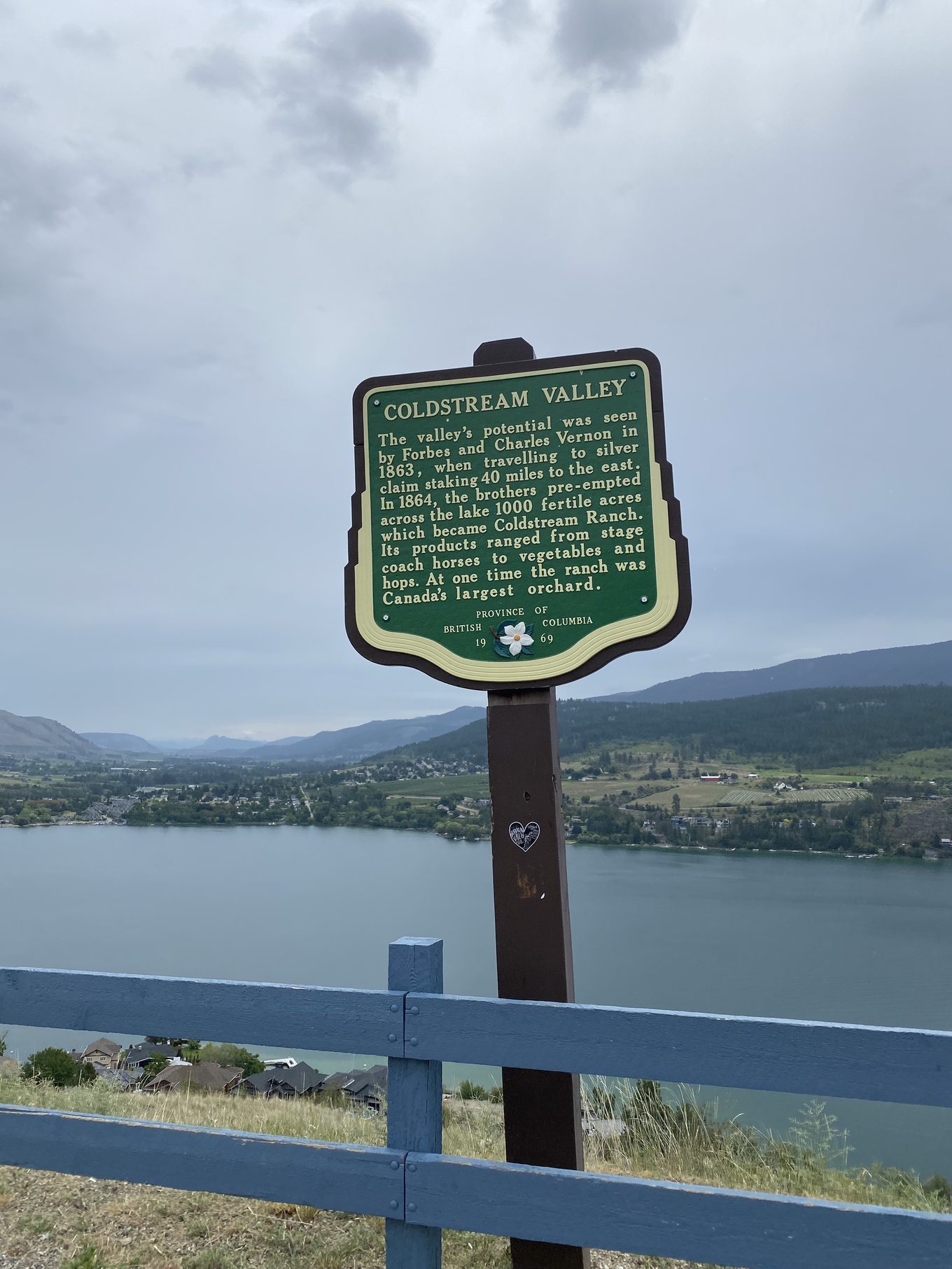 Coldstream Valley BC Heritage plaque
